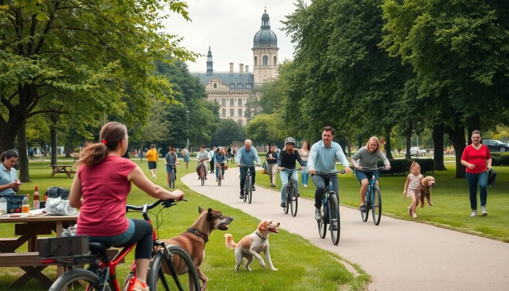 European park with people enjoying outdoor activities representing quality of life in the best places to live in Europe 2025 European park with people enjoying outdoor activities representing quality of life in the best places to live in Europe 2025