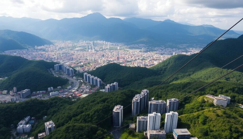 Medellín cityscape with mountains and modern buildings - popular digital nomad destination in 2025