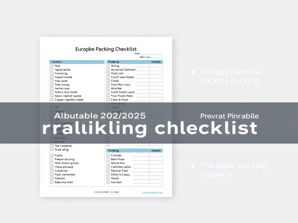 Printable Europe packing checklist for 2025 travel