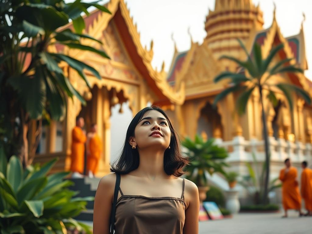 Solo female traveler at a temple in Chiang Mai, Thailand in 2025 Solo female traveler at a temple in Chiang Mai, Thailand in 2025